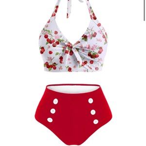 🍒 NWT Retro Stage cherry print high waisted vintage style bikini swimsuit 🍒